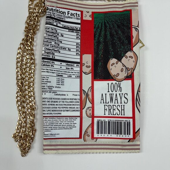 Potato Chip Print Handbag - Unique Delicious Gold Chain Crossbody- NWOT - Picture 6 of 12